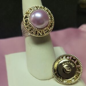 Authentic Chanel Button, Stainless Steel, Udjustable, Unbranded Ring